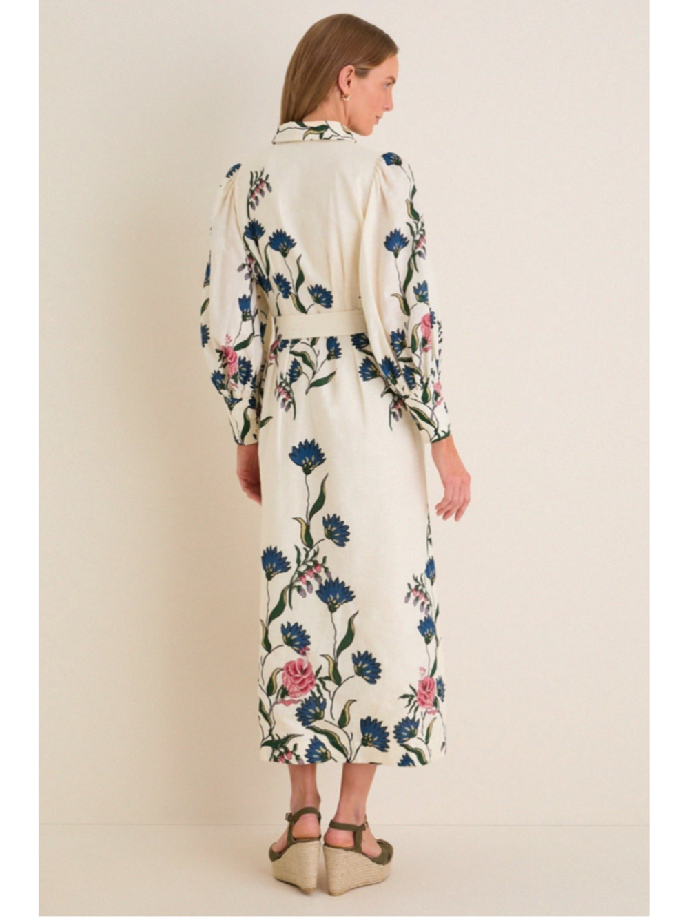 Tuckernuck Belle Bouquet Cotton Linen Therese Puff Sleeve Dress No Belt Garden - Picture 4 of 11